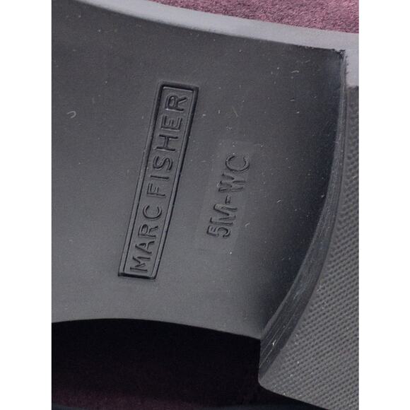 Marc Fisher Dark Red Secrit Suede Tall Silver Studded Wide Calf Heeled Boots 5 - Picture 9 of 10